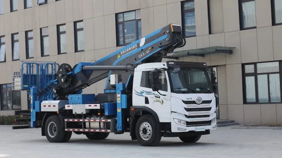 China Hubarbeitsbühnen-Arbeitsfahrzeugfabrik Jiuhe 45 m LKW-montierte Hubarbeitsbühne